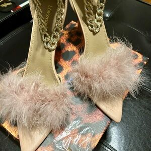 Lemonade Women's Blush Nude Feathered Heels